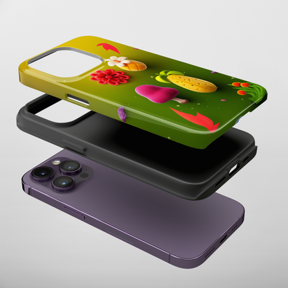 Whimsy Garden (iPhone Case 11-15)Secure your iPhone 11-15 with RIMA's durable case: Polycarbonate shell, rubber lining for shock absorption, and supports wireless chargingRimaGallery