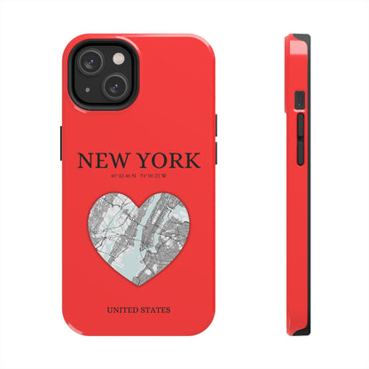 Elevate your iPhone with RimaGallery's New York Heartbeat case. Sleek design meets durability for stylish protection. Free US shipping.-York Heartbeat - Red (iPhone Case 11-15)