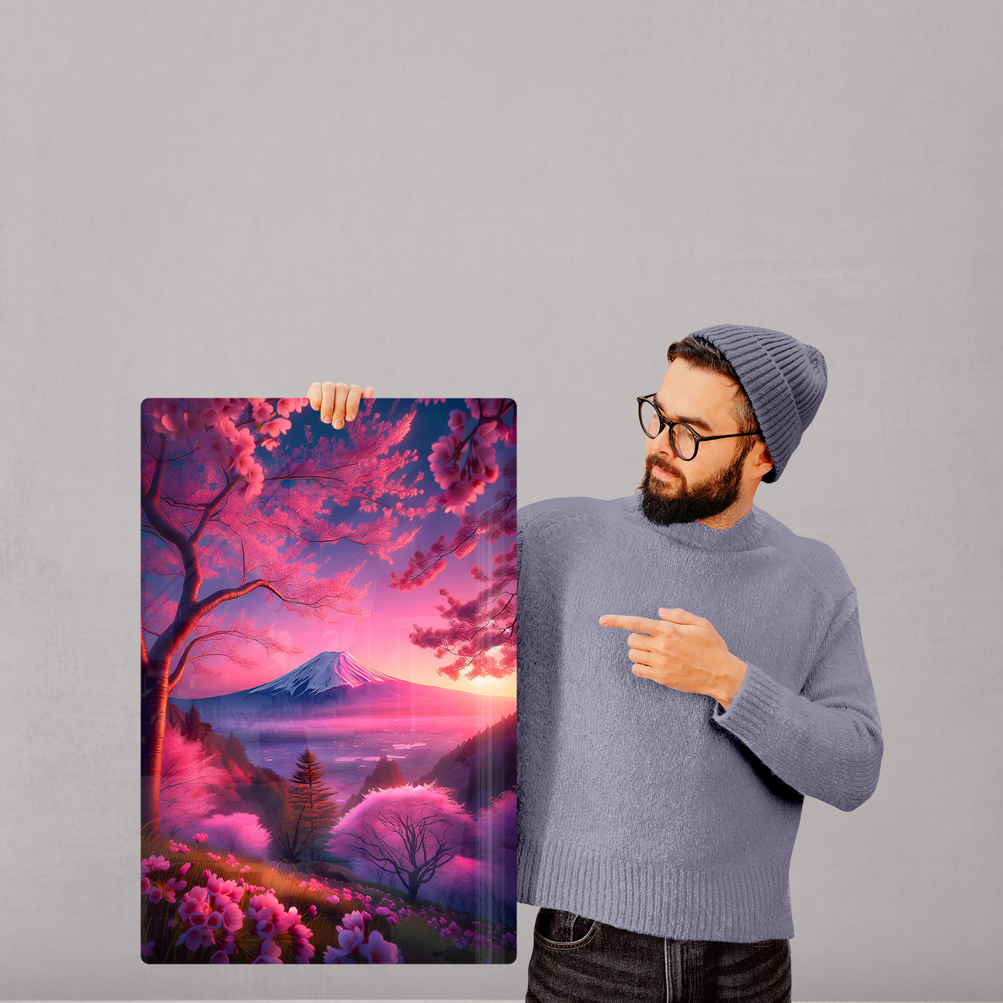 Pink cherry blossoms in full bloom (Acrylic)