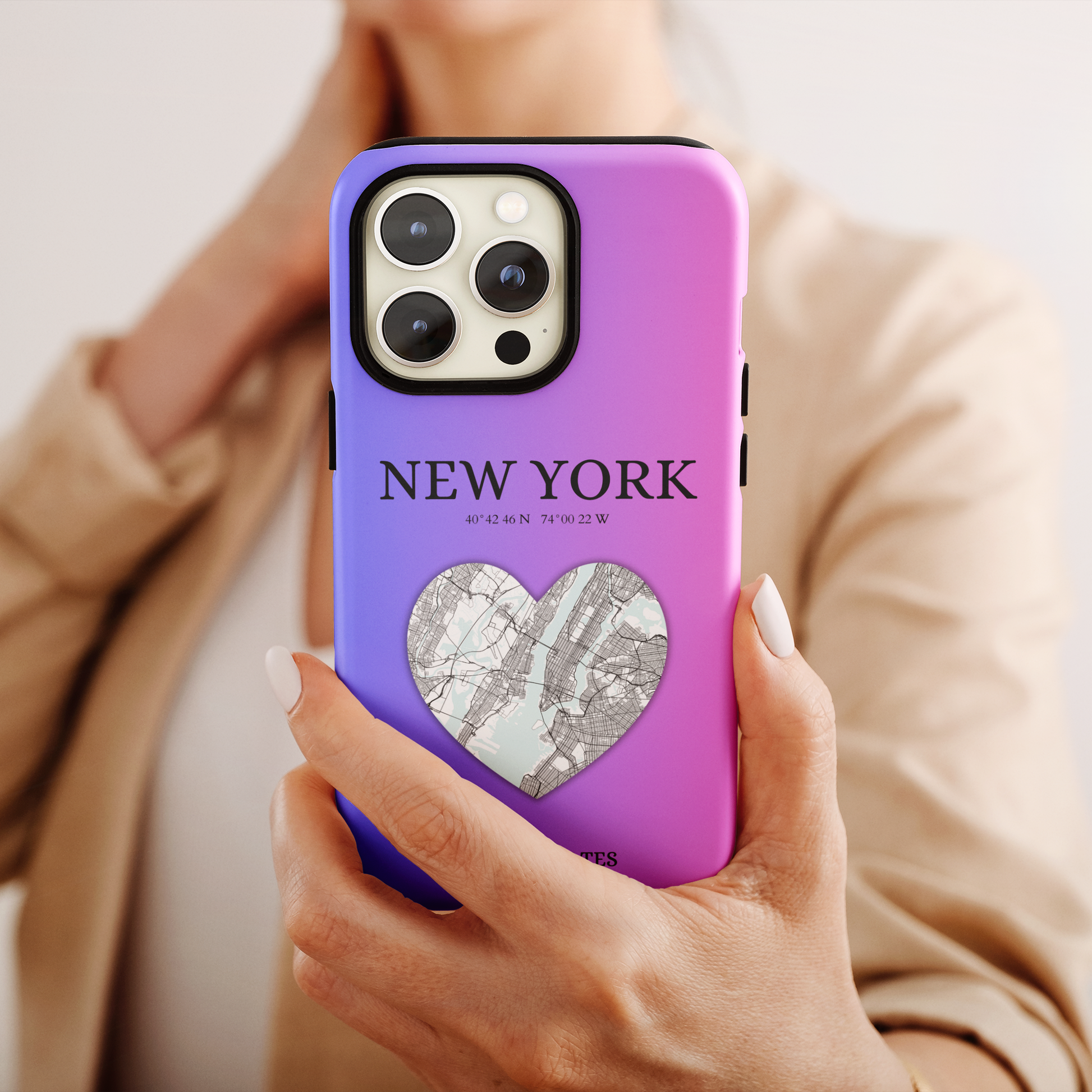 Elevate your iPhone with RimaGallery's New York Heartbeat case. Sleek design meets durability for stylish protection. Free US shipping.-York Heartbeat - Magenta (iPhone Case 11-15)