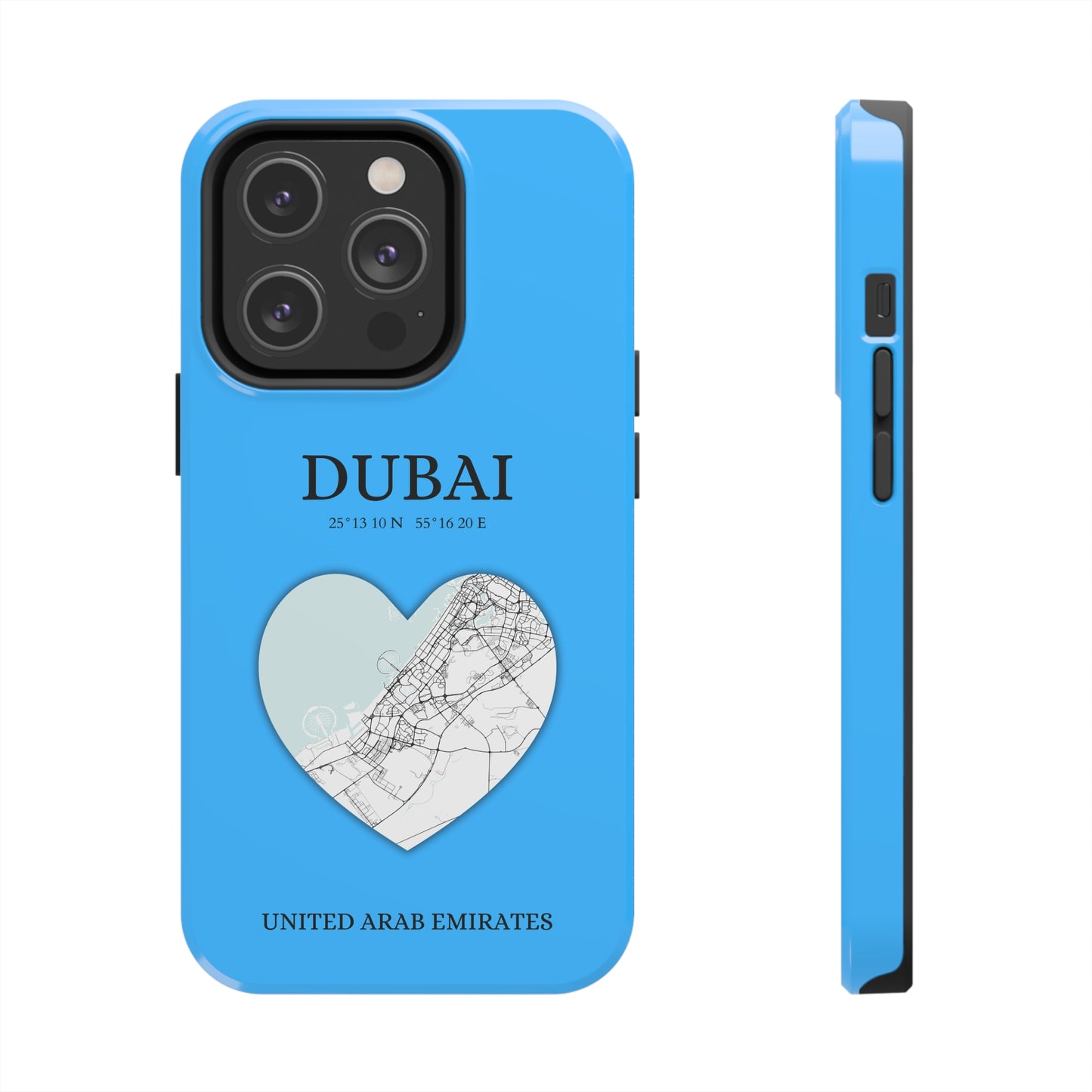 Dubai Heartbeat - Sky Blue (iPhone Case 11-15)Capture the essence of Dubai with RimaGallery's Heartbeat Purple iPhone case, blending durable protection and unique design. Perfect for iPhone 11-15 models. Free shRimaGallery