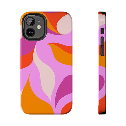 Peachy Swirls (iPhone Case 11-15)Elevate your iPhone's protection and style with RimaGallery's Peachy Swirls design in sunset shades On case, featuring dual-layer defense and a sleek, glossy finish.RimaGallery