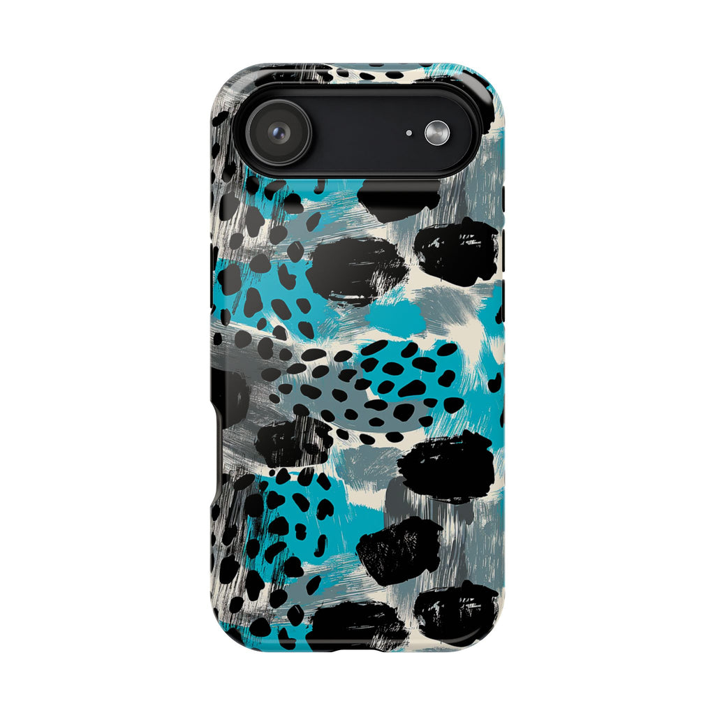 Teal Abstract Cheetah Magnetic Impact Phone Case