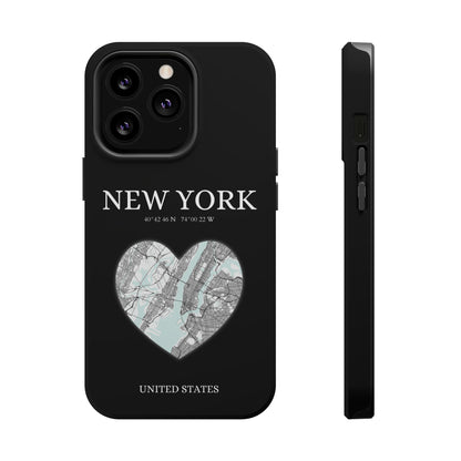 Elevate your iPhone's style with the New York Heartbeat Black MagSafe Case, offering robust protection, MagSafe compatibility, and a choice of matte or glossy finish-York Heartbeat - Black (iPhone MagSafe Case)