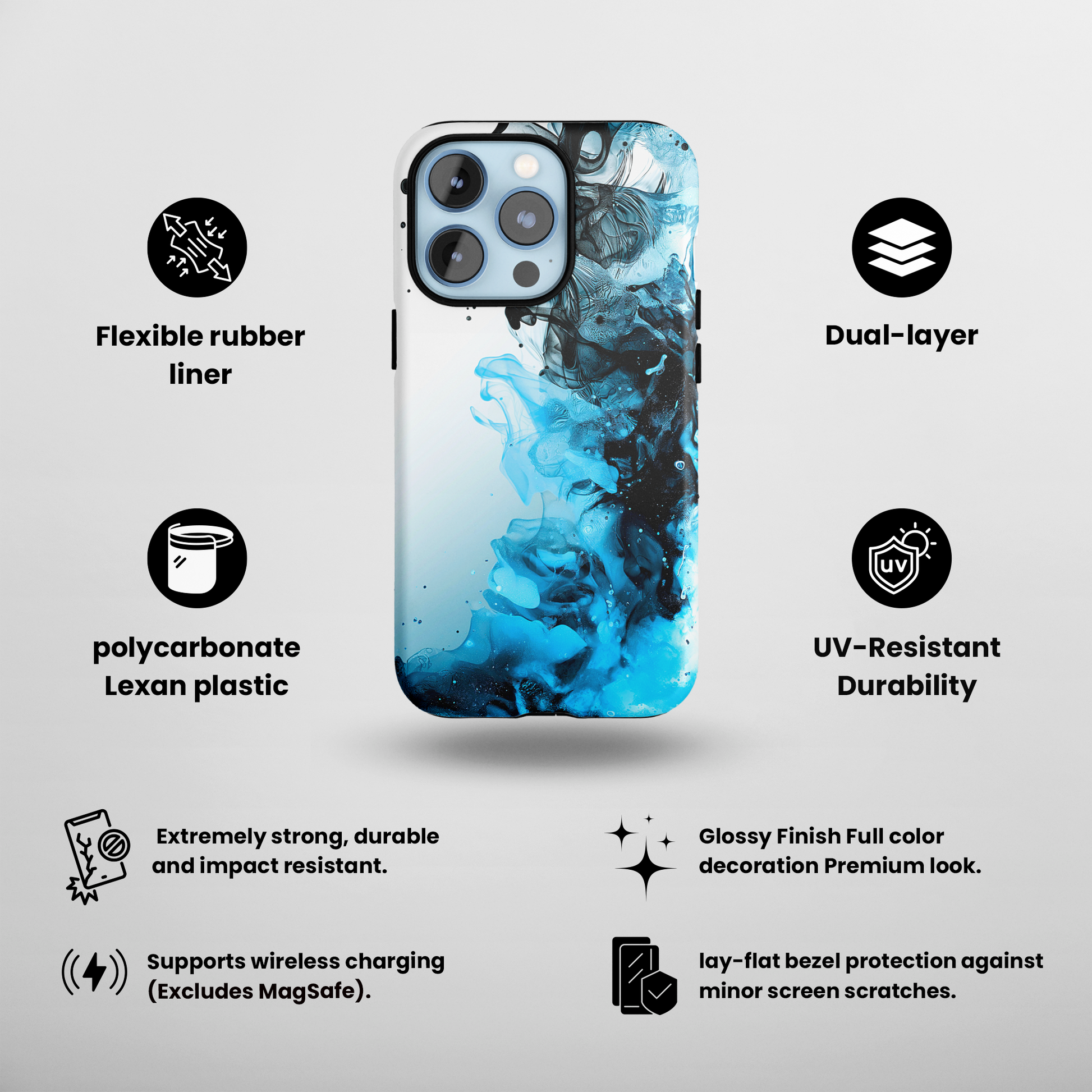 Ocean Fizz (iPhone Case 11-15)Elevate your iPhone's style with a Sky Blue surface with Ocean Fizz and a tough case. Sleek, durable protection for models 11-15. Free US shipping.RimaGallery