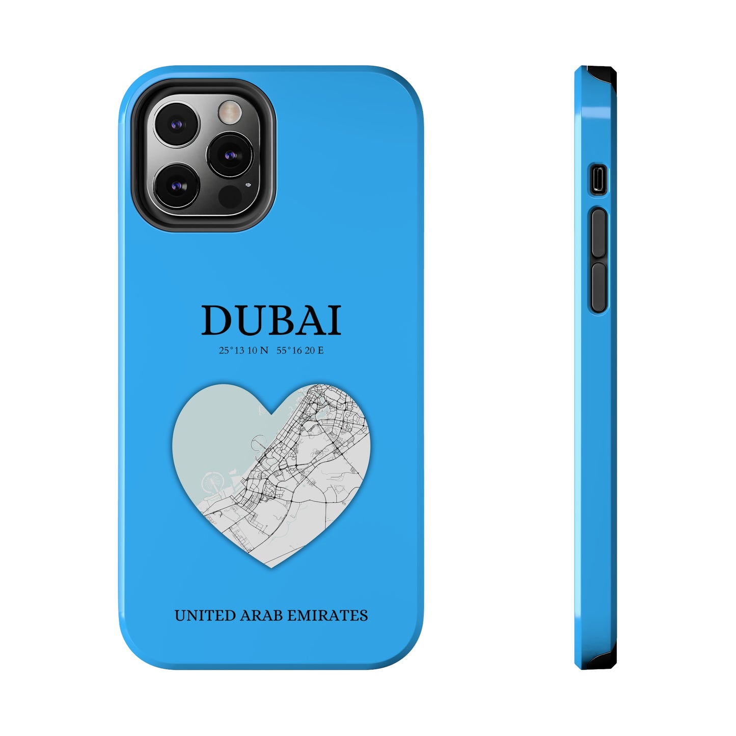 Dubai Heartbeat - Sky Blue (iPhone Case 11-15)Capture the essence of Dubai with RimaGallery's Heartbeat Purple iPhone case, blending durable protection and unique design. Perfect for iPhone 11-15 models. Free shRimaGallery