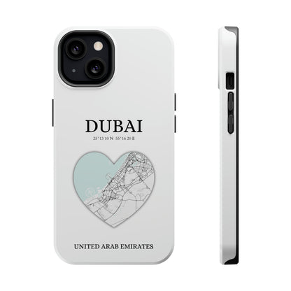 Dubai Heartbeat - White (iPhone MagSafe Case)Celestial Drive Revolutionize your iPhone's look and feel with RIMA Tough Phone Case – ultimate protection meets elegant style for iPhone 11-15. Grab yours now! 🛡️?imaGallery