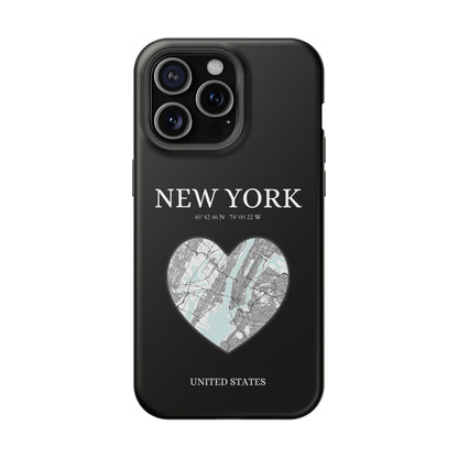 Elevate your iPhone's style with the New York Heartbeat Black MagSafe Case, offering robust protection, MagSafe compatibility, and a choice of matte or glossy finish-York Heartbeat - Black (iPhone MagSafe Case)