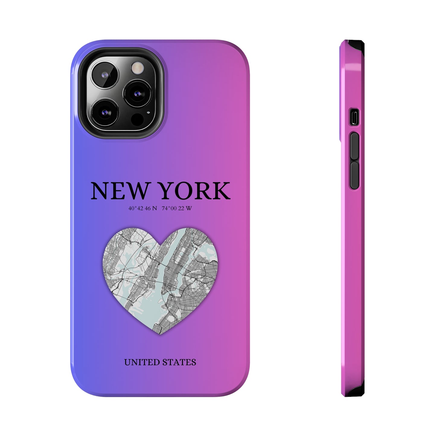 Elevate your iPhone with RimaGallery's New York Heartbeat case. Sleek design meets durability for stylish protection. Free US shipping.-York Heartbeat - Magenta (iPhone Case 11-15)