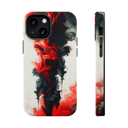 Ruby Ripples (iPhone MagSafe Case)Elevate your iPhone's protection and style with RimaGallery's Vibrant red ink flows on a MagSafe Case against a dark backdrop. Enjoy dual-layer defense, vibrant desiRimaGallery