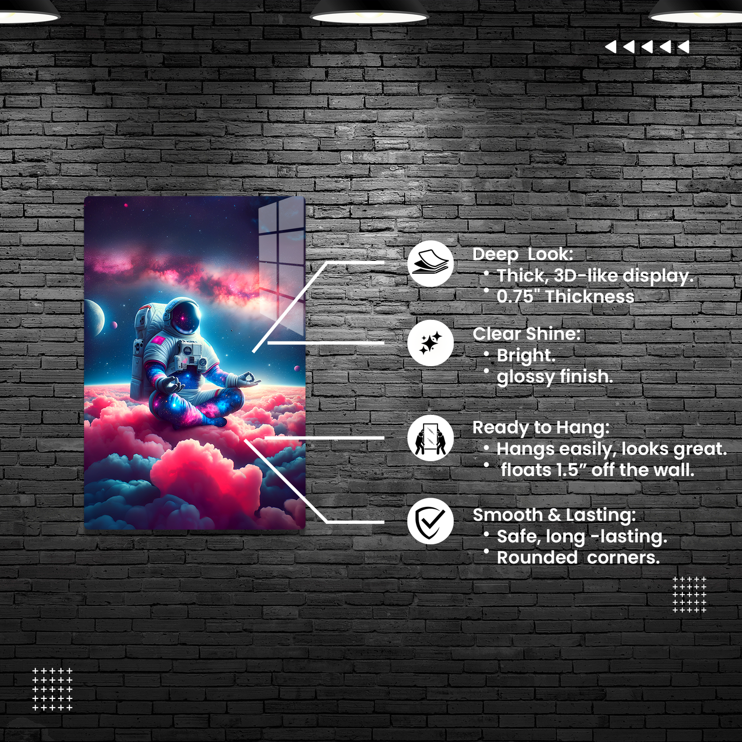 Stardust Meditation (Acrylic)Make a design statement with Stardust Meditation acrylic prints from RimaGallery. The sleek 1⁄4" acrylic material creates a glass-like illusion for your wall art. PrRimaGallery