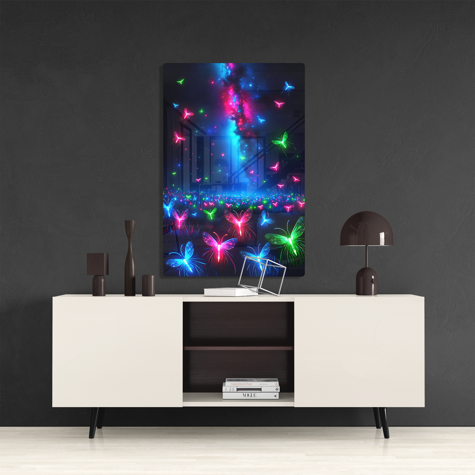 Neon Flutter (Acrylic)Make a statement with Neon Flutter acrylic prints. The 1⁄4" acrylic panel exudes the illusion of a smooth glass surface for vibrant artwork. Pre-installed hanging haRimaGallery