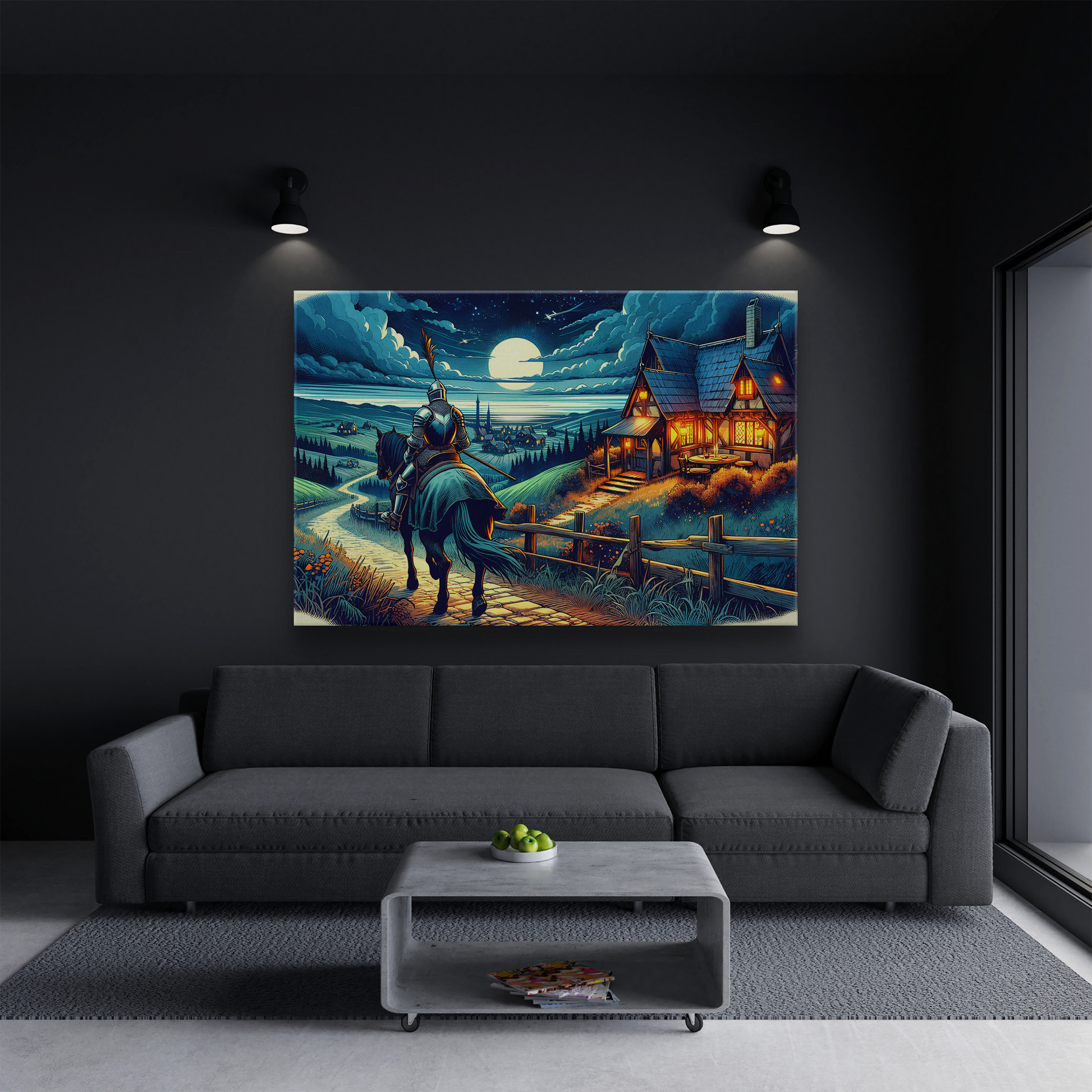 Moonlit Knight's Return (Canvas)Moonlit Knight's Return (Canvas  Matte finish, stretched, with a depth of 1.25 inches)
Struggling with low-quality canvases? Switch to RimaGallery! Our canvases are RimaGallery