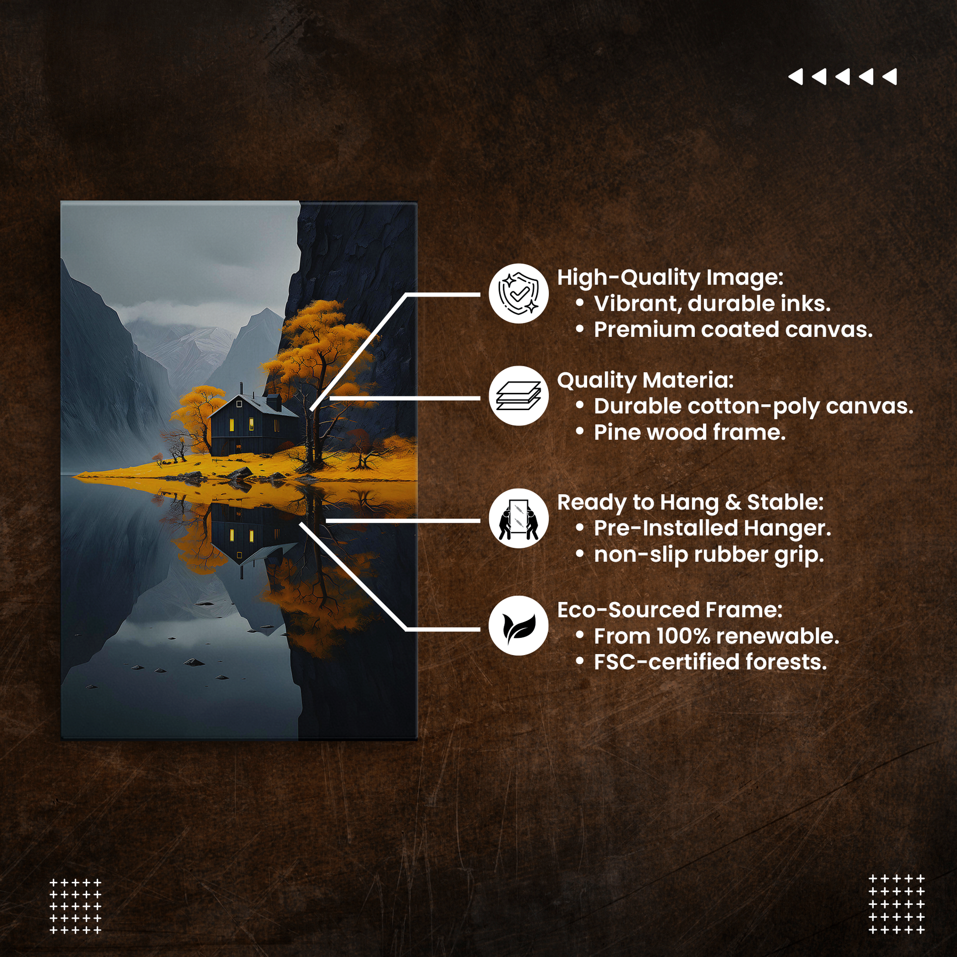 Autumn Mountain Solace (Canvas)Autumn Mountain Solace (Canvas  Matte finish, stretched, with a depth of 1.25 inches)
Struggling with low-quality canvases? Switch to RimaGallery! Our canvases are mRimaGallery