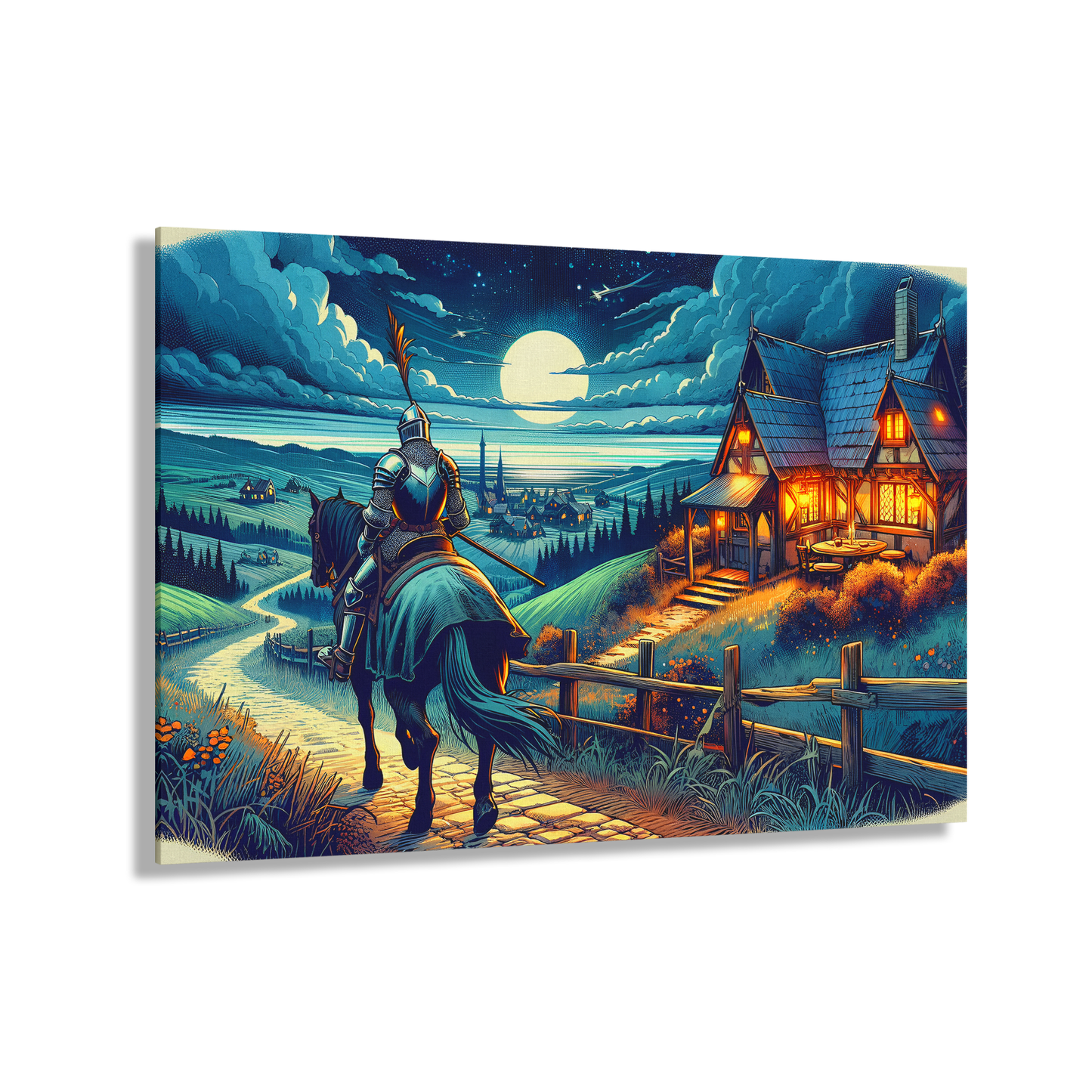 Moonlit Knight's Return (Canvas)Moonlit Knight's Return (Canvas  Matte finish, stretched, with a depth of 1.25 inches)
Struggling with low-quality canvases? Switch to RimaGallery! Our canvases are RimaGallery
