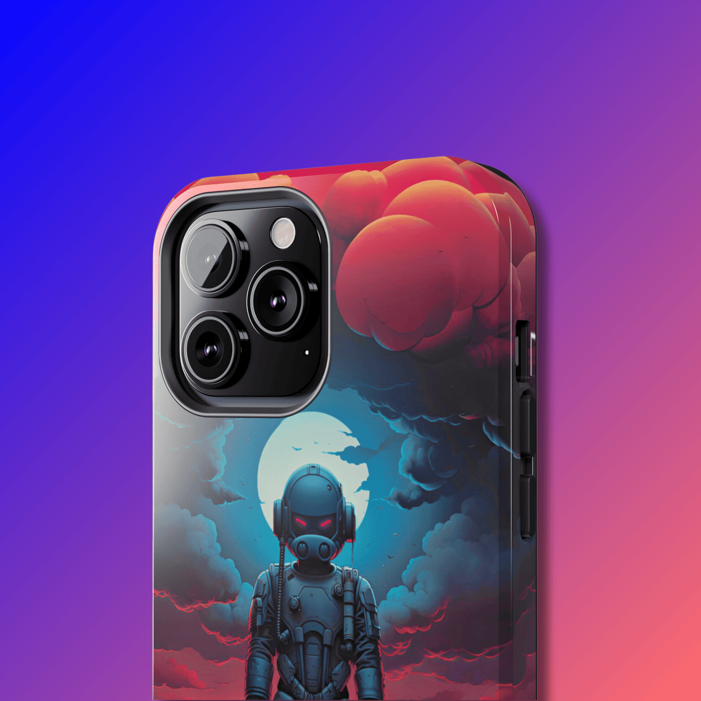 Stellar Sentinel Robot Soldier (iPhone Case 11-15)Guardian of the Galaxy 🌌🤖: Elevate your tech game with our "Stellar Sentinel" phone case, spotlighting a robot soldier, helmeted and vigilant, set against the mesmRimaGallery