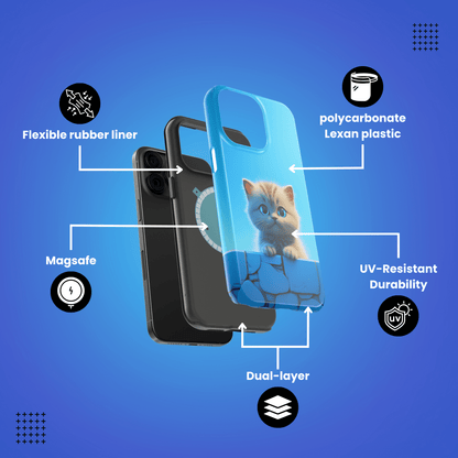 Cute Cat in Blue Sky MagSafe Durable Case: Style Meets Protection 📱✨
Upgrade your device with Rima Gallery's Cute Cat in Blue Sky MagSafe Durable Case. This case is-Blue Sky (iPhone MagSafe Case)