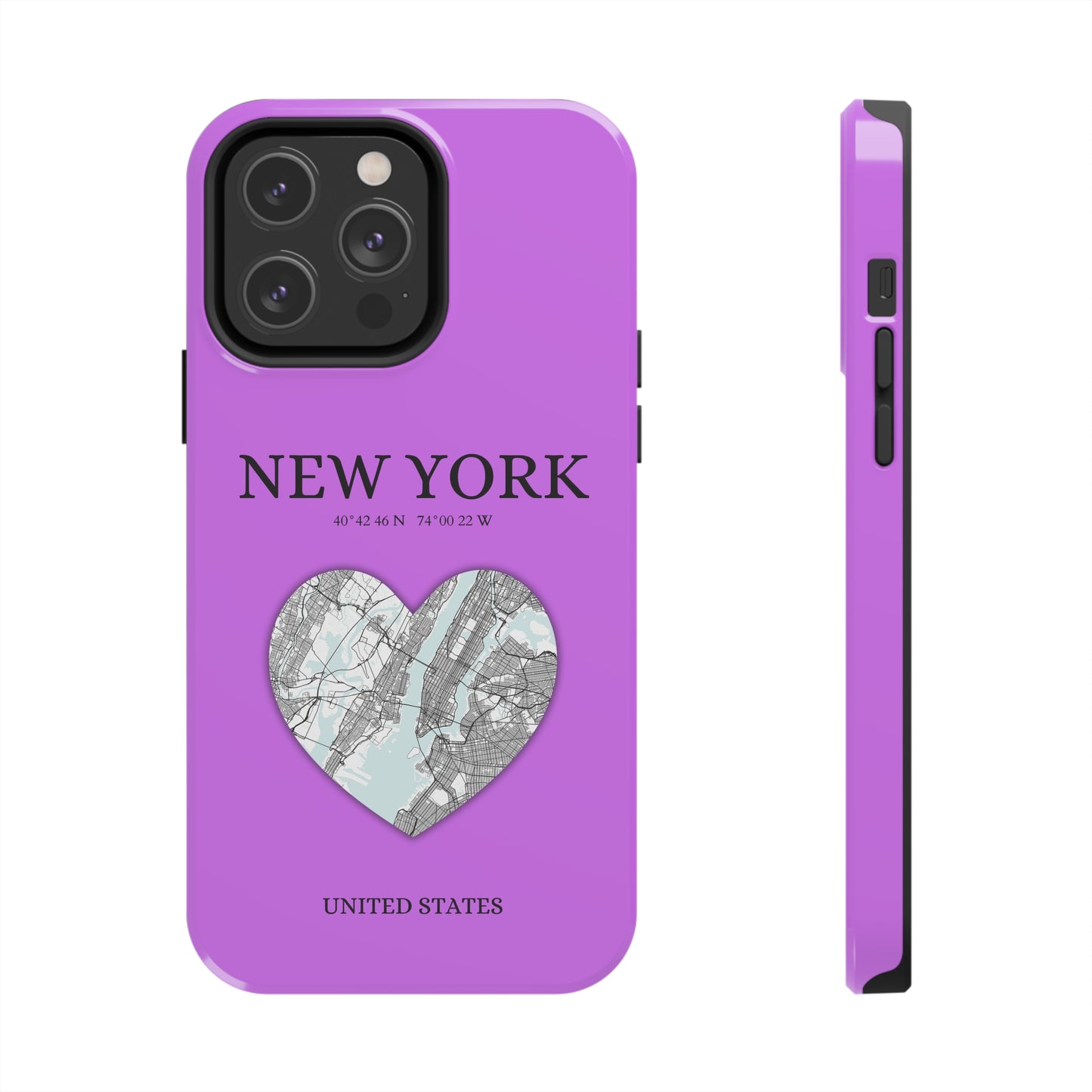 Secure your iPhone 11-15 with RIMA's durable case: Polycarbonate shell, rubber lining for shock absorption, and supports wireless charging-York Heartbeat - Purple (iPhone Case 11-15)