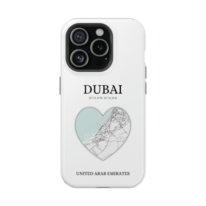 Dubai Heartbeat - White (iPhone MagSafe Case)Celestial Drive Revolutionize your iPhone's look and feel with RIMA Tough Phone Case – ultimate protection meets elegant style for iPhone 11-15. Grab yours now! 🛡️?imaGallery
