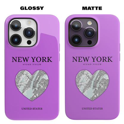 Add a touch of New York to your iPhone with the Purple Heartbeat MagSafe Case, offering durable protection, seamless MagSafe compatibility, and a choice between matt-York Heartbeat - Purple (iPhone MagSafe Case)