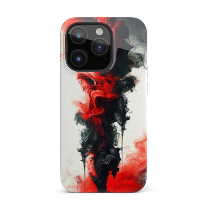 Ruby Ripples (iPhone Case 11-15)Elevate your iPhone's style with a Vibrant red ink flows on a tough case against a dark backdrop design. Sleek, durable protection for models 11-15. Free US shippingRimaGallery
