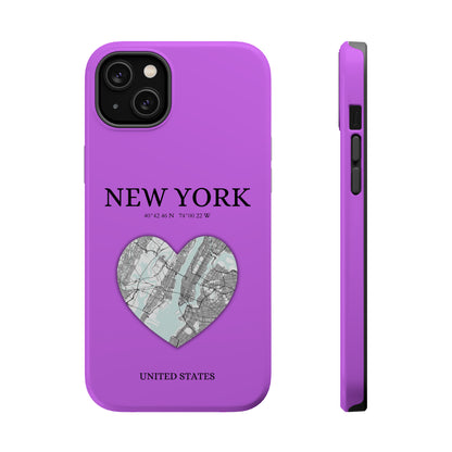Add a touch of New York to your iPhone with the Purple Heartbeat MagSafe Case, offering durable protection, seamless MagSafe compatibility, and a choice between matt-York Heartbeat - Purple (iPhone MagSafe Case)