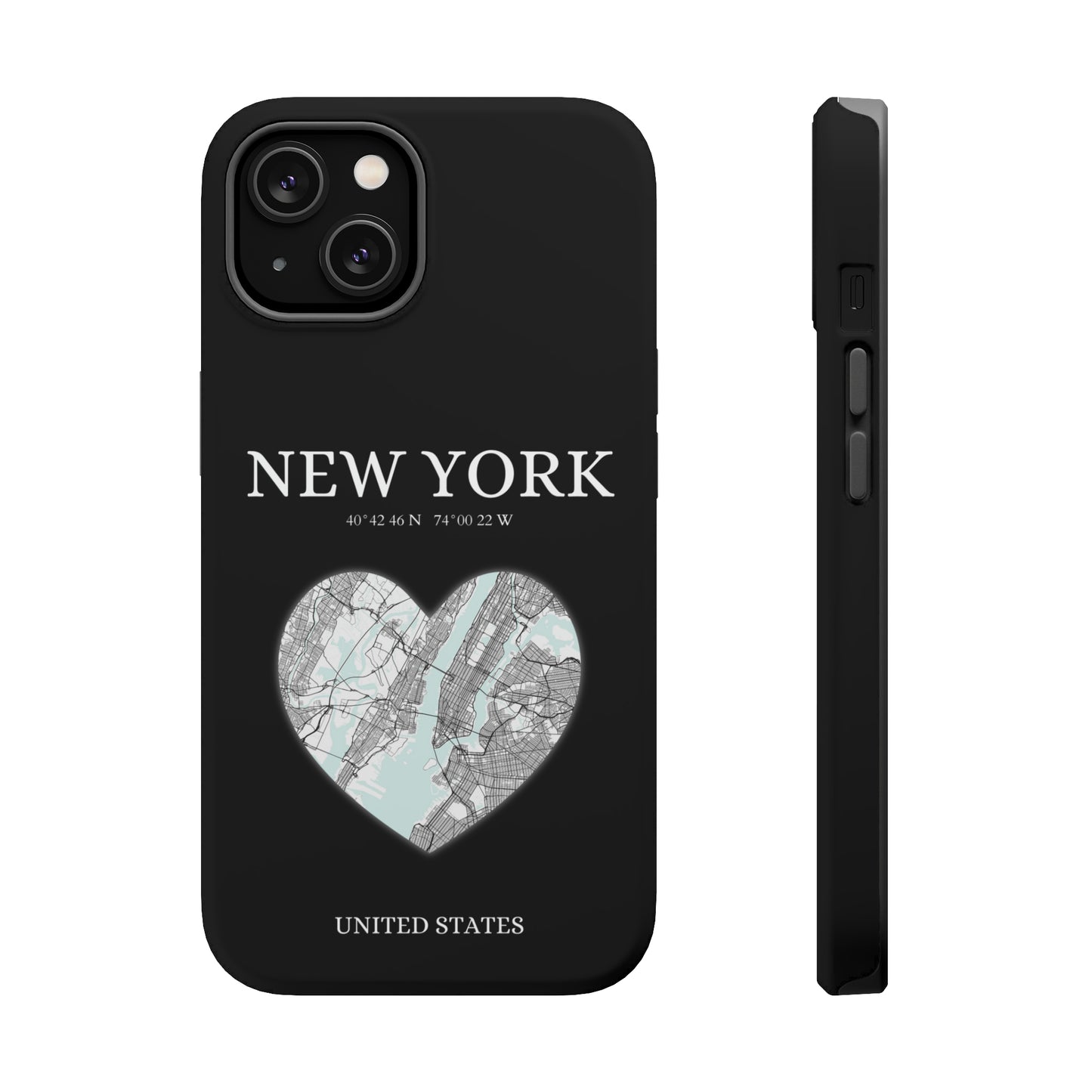 Elevate your iPhone's style with the New York Heartbeat Black MagSafe Case, offering robust protection, MagSafe compatibility, and a choice of matte or glossy finish-York Heartbeat - Black (iPhone MagSafe Case)