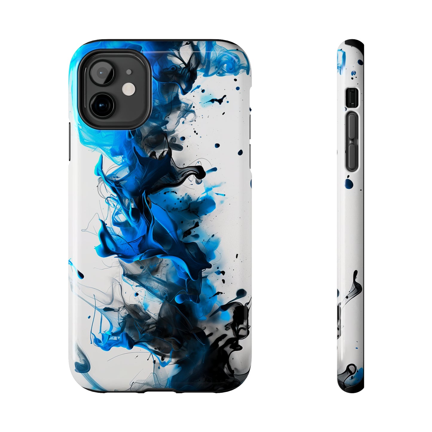 Blue Whisper (iPhone Case 11-15)Elevate your iPhone's style with a Blue and black ink abstract design on a white tough case. Sleek, durable protection for models 11-15. Free US shipping.RimaGallery