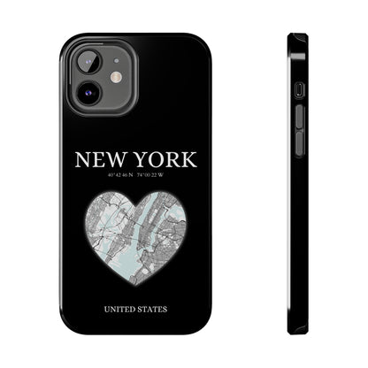 Elevate your iPhone with RimaGallery's New York Heartbeat case. Sleek design meets durability for stylish protection. Free US shipping.-York Heartbeat - Black (iPhone Case 11-15)