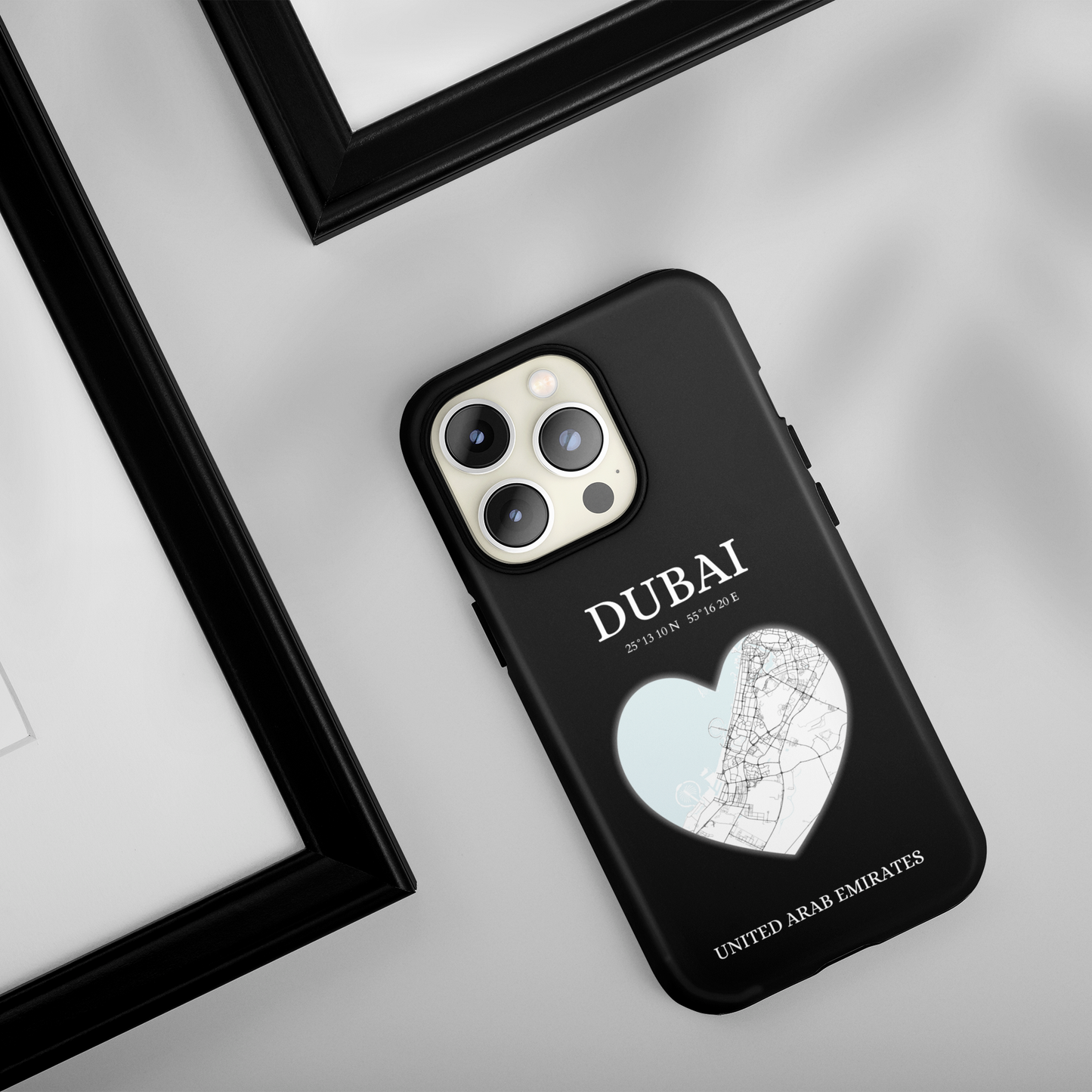 Dubai Heartbeat - Black (iPhone Case 11-15)Elevate your iPhone with RimaGallery's Dubai York Heartbeat case. Sleek design meets durability for stylish protection. Free US shipping.RimaGallery