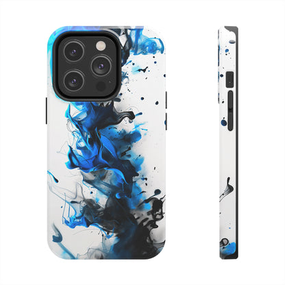 Blue Whisper (iPhone Case 11-15)Elevate your iPhone's style with a Blue and black ink abstract design on a white tough case. Sleek, durable protection for models 11-15. Free US shipping.RimaGallery