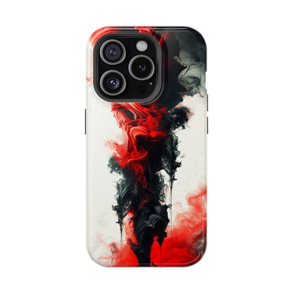 Ruby Ripples (iPhone MagSafe Case)Elevate your iPhone's protection and style with RimaGallery's Vibrant red ink flows on a MagSafe Case against a dark backdrop. Enjoy dual-layer defense, vibrant desiRimaGallery