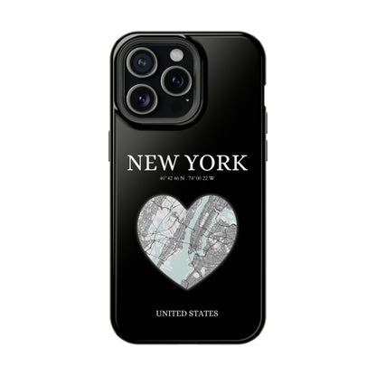 Elevate your iPhone's style with the New York Heartbeat Black MagSafe Case, offering robust protection, MagSafe compatibility, and a choice of matte or glossy finish-York Heartbeat - Black (iPhone MagSafe Case)