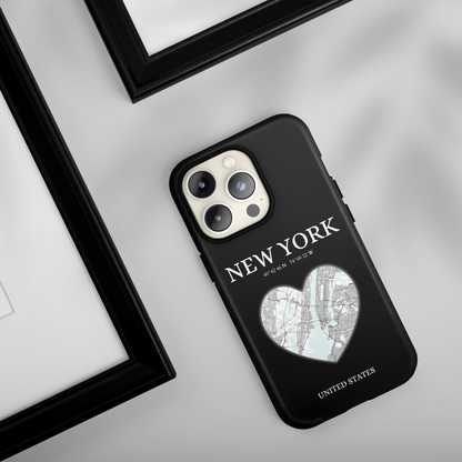 Elevate your iPhone with RimaGallery's New York Heartbeat case. Sleek design meets durability for stylish protection. Free US shipping.-York Heartbeat - Black (iPhone Case 11-15)