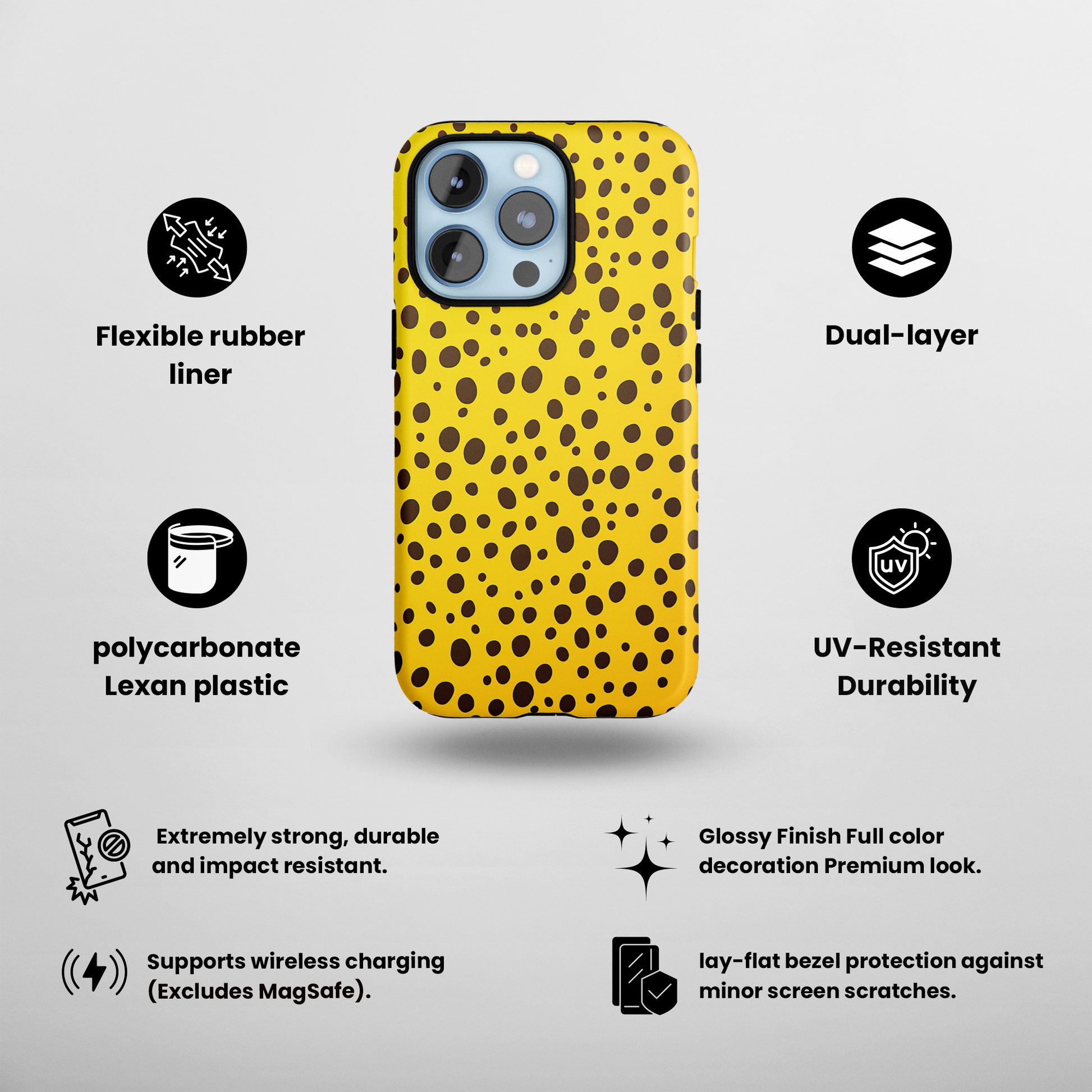 Dotted Delight - Yellow (iPhone Case 11-15)Elevate your iPhone's style with Rima's Dotted Delight case. Sleek, durable protection for models 11-15. Free US shipping.RimaGallery