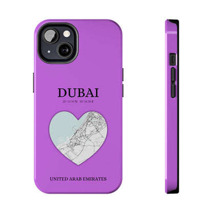 Dubai Heartbeat - Purple (iPhone Case 11-15)Elevate your iPhone with RimaGallery's Dubai York Heartbeat case. Sleek design meets durability for stylish protection. Free US shipping.RimaGallery