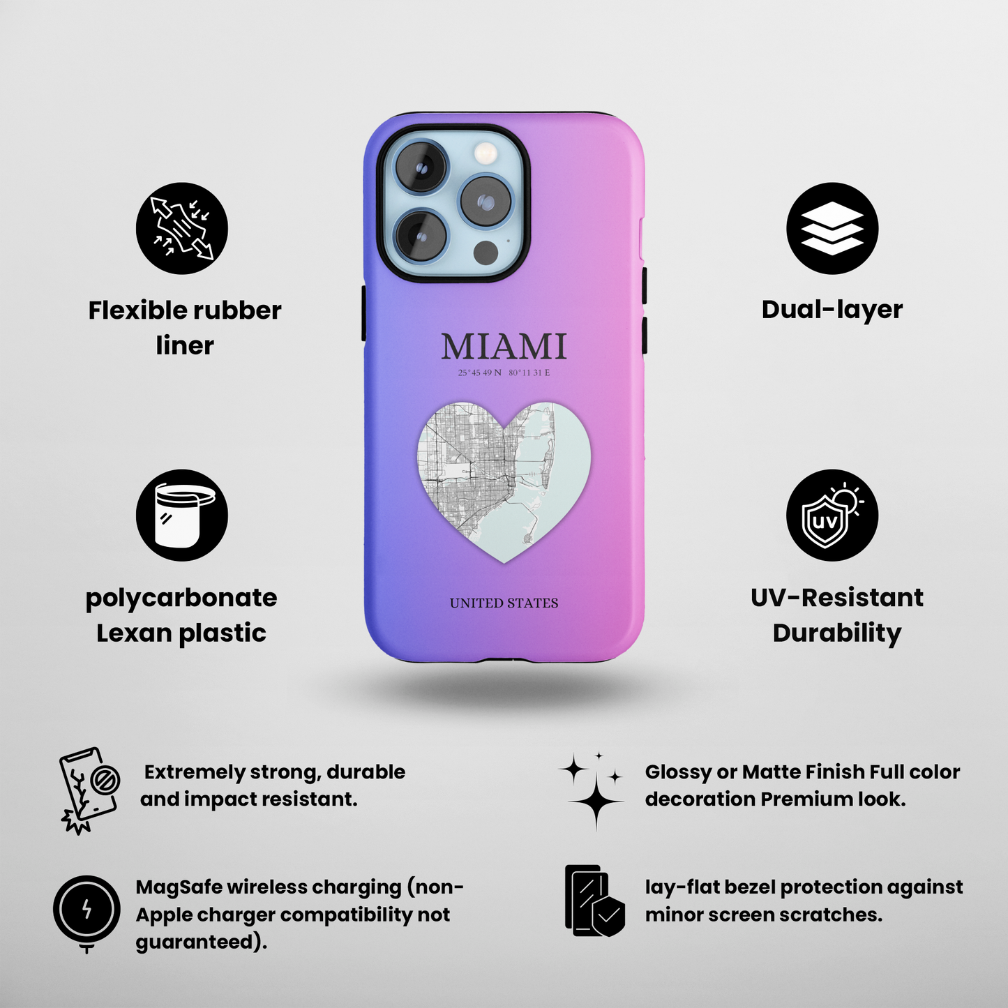 Miami Heartbeat - Magenta (iPhone MagSafe Case)Elevate your iPhone's style with the Miami Heartbeat Magenta MagSafe Case, offering robust protection, MagSafe compatibility, and a choice of matte or glossy finish.RimaGallery