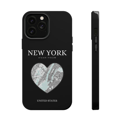 Elevate your iPhone's style with the New York Heartbeat Black MagSafe Case, offering robust protection, MagSafe compatibility, and a choice of matte or glossy finish-York Heartbeat - Black (iPhone MagSafe Case)