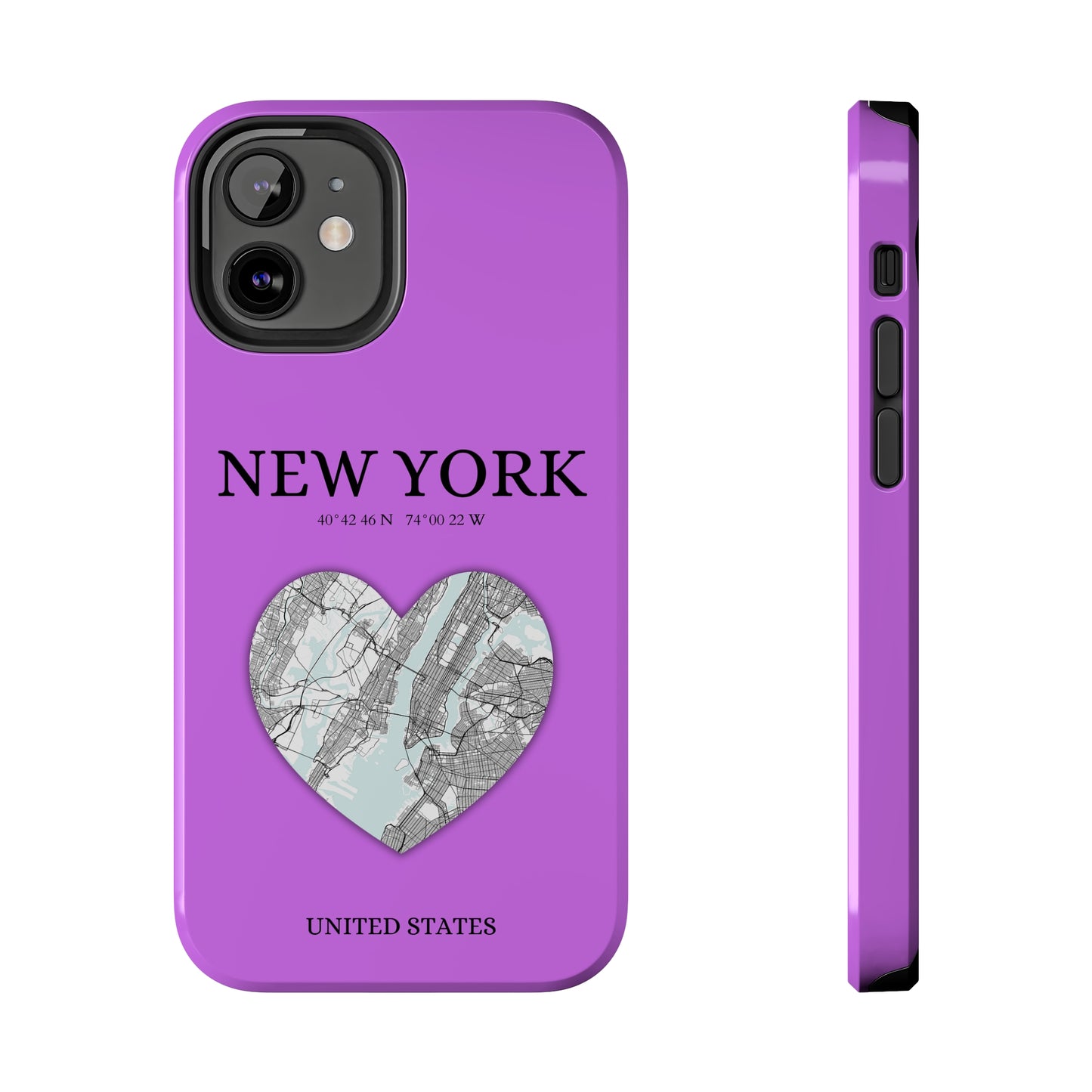 Secure your iPhone 11-15 with RIMA's durable case: Polycarbonate shell, rubber lining for shock absorption, and supports wireless charging-York Heartbeat - Purple (iPhone Case 11-15)