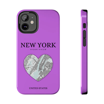 Secure your iPhone 11-15 with RIMA's durable case: Polycarbonate shell, rubber lining for shock absorption, and supports wireless charging-York Heartbeat - Purple (iPhone Case 11-15)