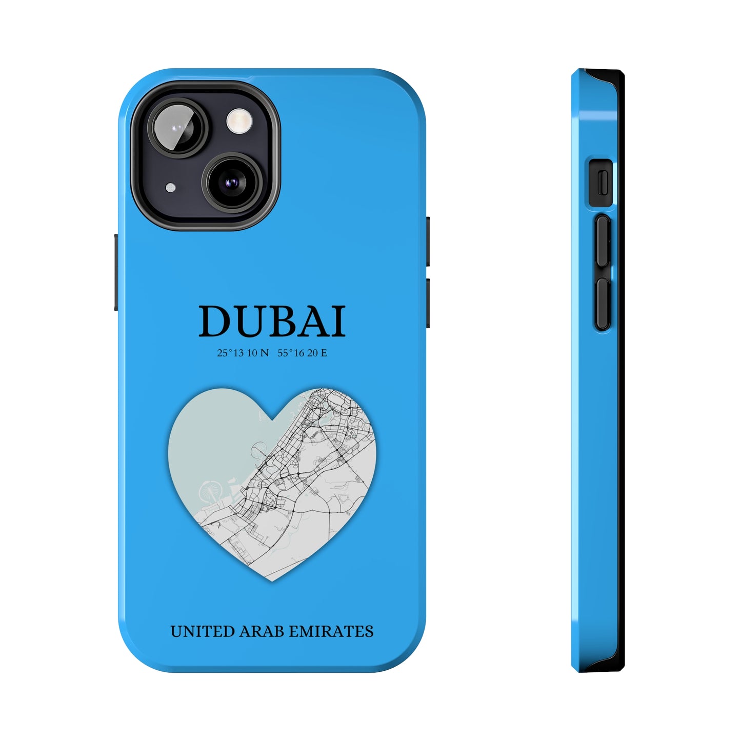 Dubai Heartbeat - Sky Blue (iPhone Case 11-15)Capture the essence of Dubai with RimaGallery's Heartbeat Purple iPhone case, blending durable protection and unique design. Perfect for iPhone 11-15 models. Free shRimaGallery