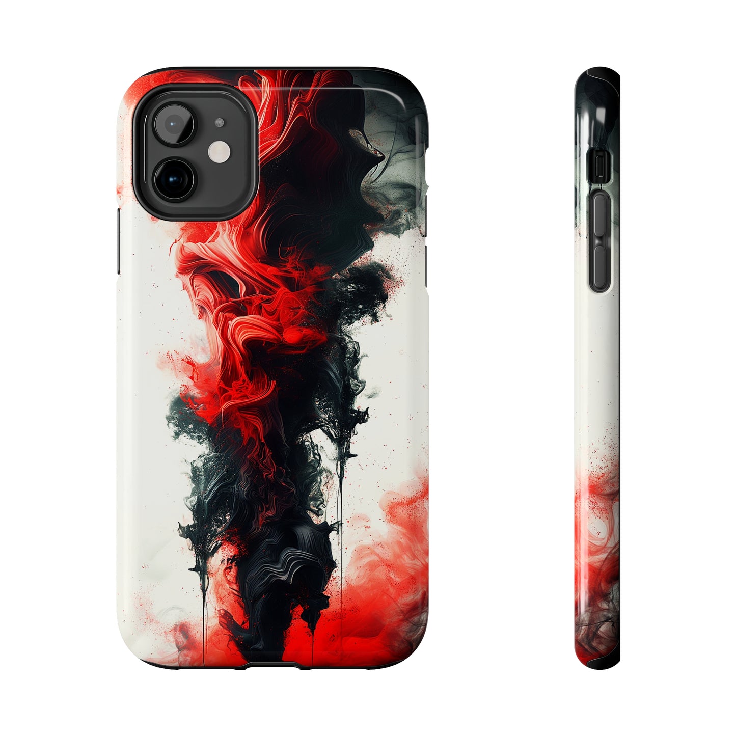 Ruby Ripples (iPhone Case 11-15)Elevate your iPhone's style with a Vibrant red ink flows on a tough case against a dark backdrop design. Sleek, durable protection for models 11-15. Free US shippingRimaGallery
