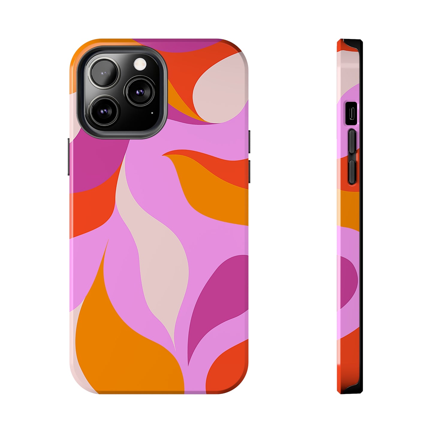 Peachy Swirls (iPhone Case 11-15)Elevate your iPhone's protection and style with RimaGallery's Peachy Swirls design in sunset shades On case, featuring dual-layer defense and a sleek, glossy finish.RimaGallery