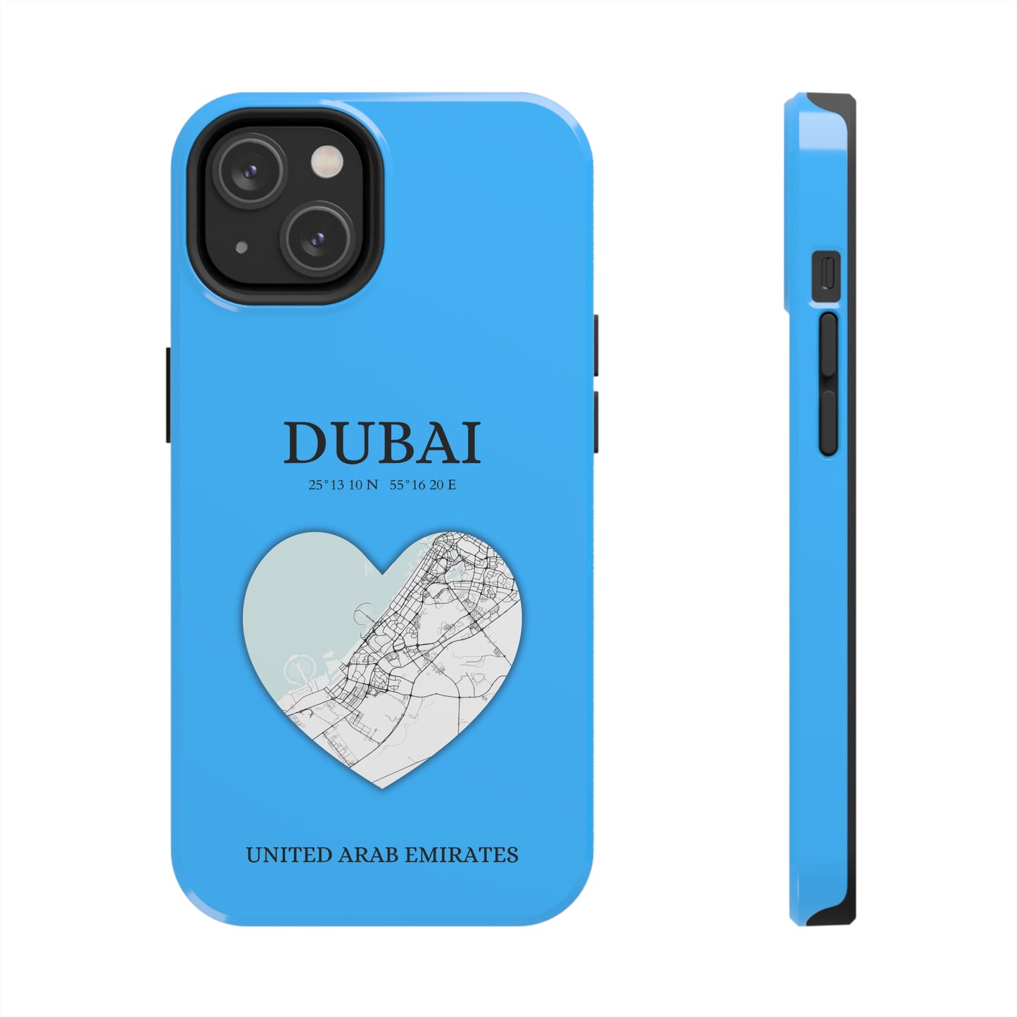 Dubai Heartbeat - Sky Blue (iPhone Case 11-15)Capture the essence of Dubai with RimaGallery's Heartbeat Purple iPhone case, blending durable protection and unique design. Perfect for iPhone 11-15 models. Free shRimaGallery