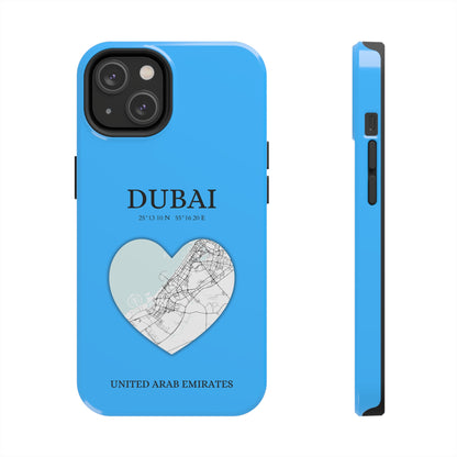 Dubai Heartbeat - Sky Blue (iPhone Case 11-15)Capture the essence of Dubai with RimaGallery's Heartbeat Purple iPhone case, blending durable protection and unique design. Perfect for iPhone 11-15 models. Free shRimaGallery