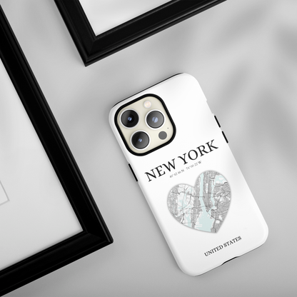 Elevate your iPhone with RimaGallery's New York Heartbeat case. Sleek design meets durability for stylish protection. Free US shipping.-York Heartbeat - White (iPhone Case 11-15)