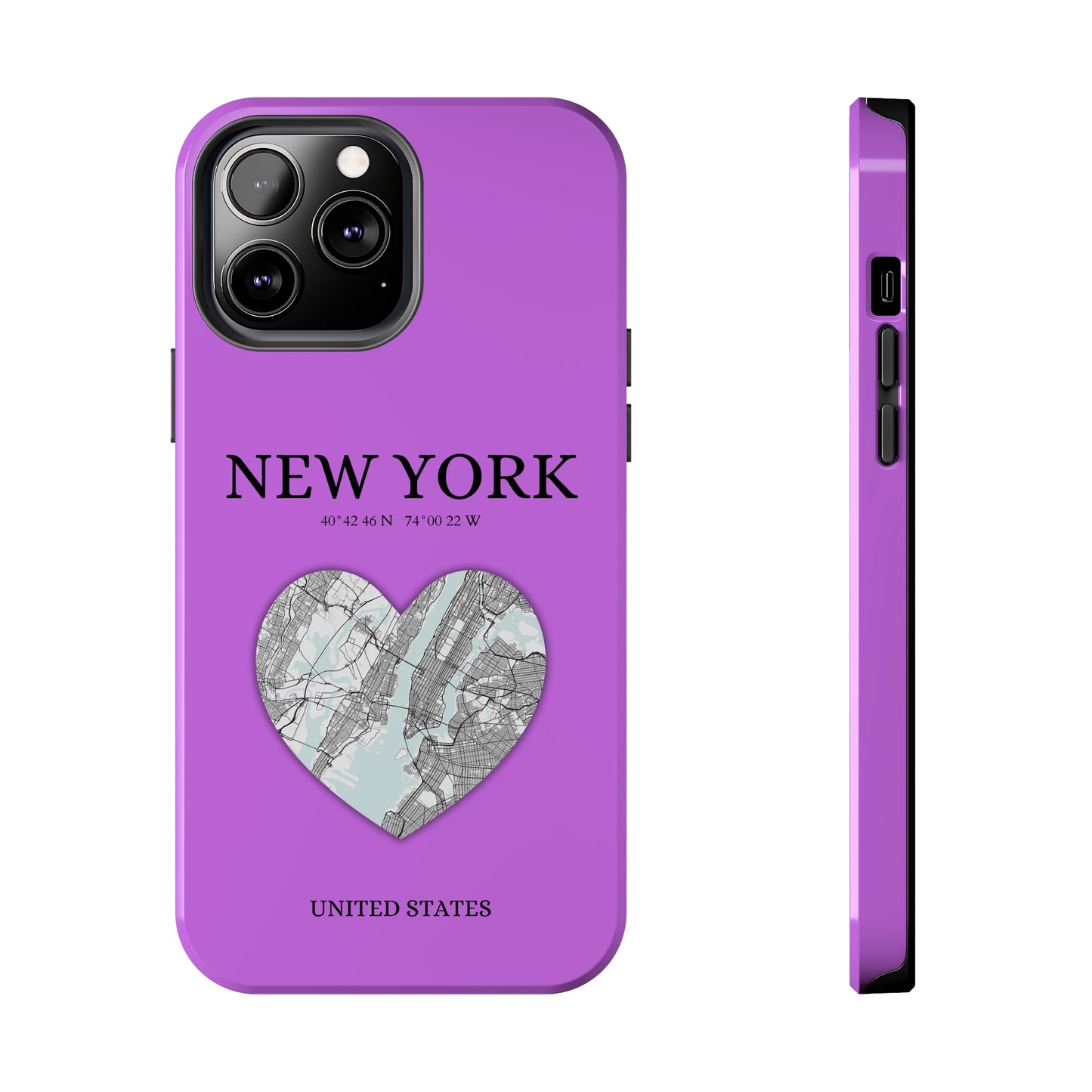 Secure your iPhone 11-15 with RIMA's durable case: Polycarbonate shell, rubber lining for shock absorption, and supports wireless charging-York Heartbeat - Purple (iPhone Case 11-15)