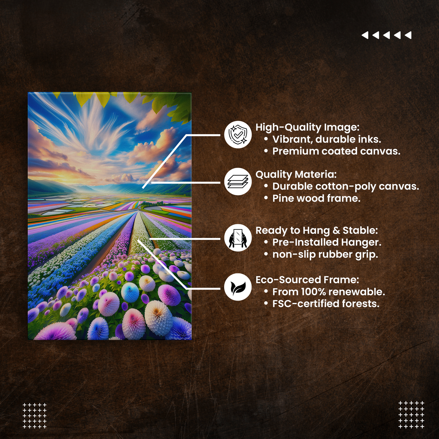 Bloom Brilliance (Canvas)Bloom Brilliance (Canvas  Matte finish, stretched, with a depth of 1.25 inches) Elevate your décor with RimaGallery’s responsibly made art canvases. Our eco-friendlyRimaGallery