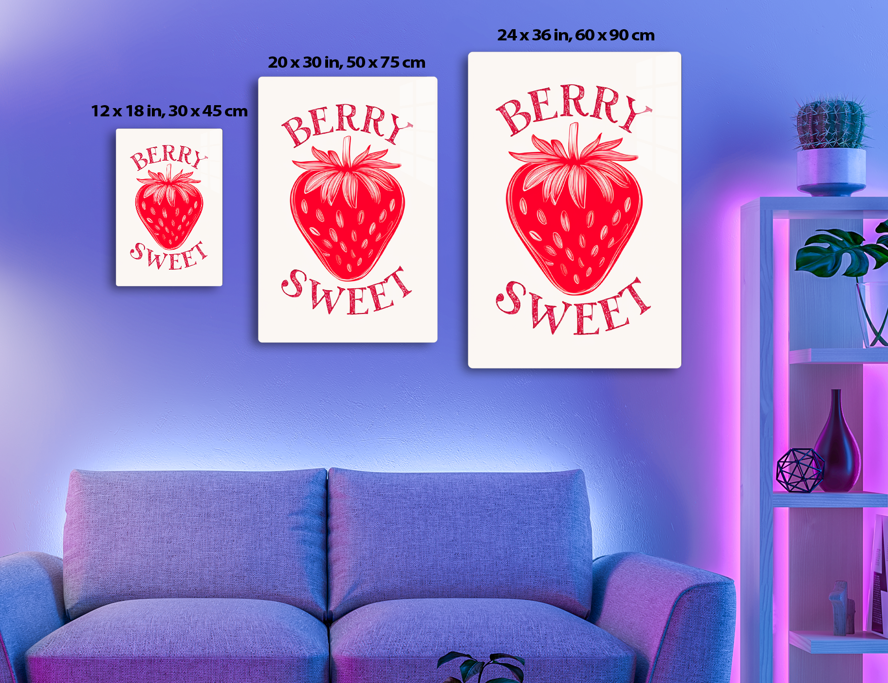 A red strawberry illustration with the words "Berry Sweet" written in a decorative font style, suitable as an image for a fruit product or dessert theme.
