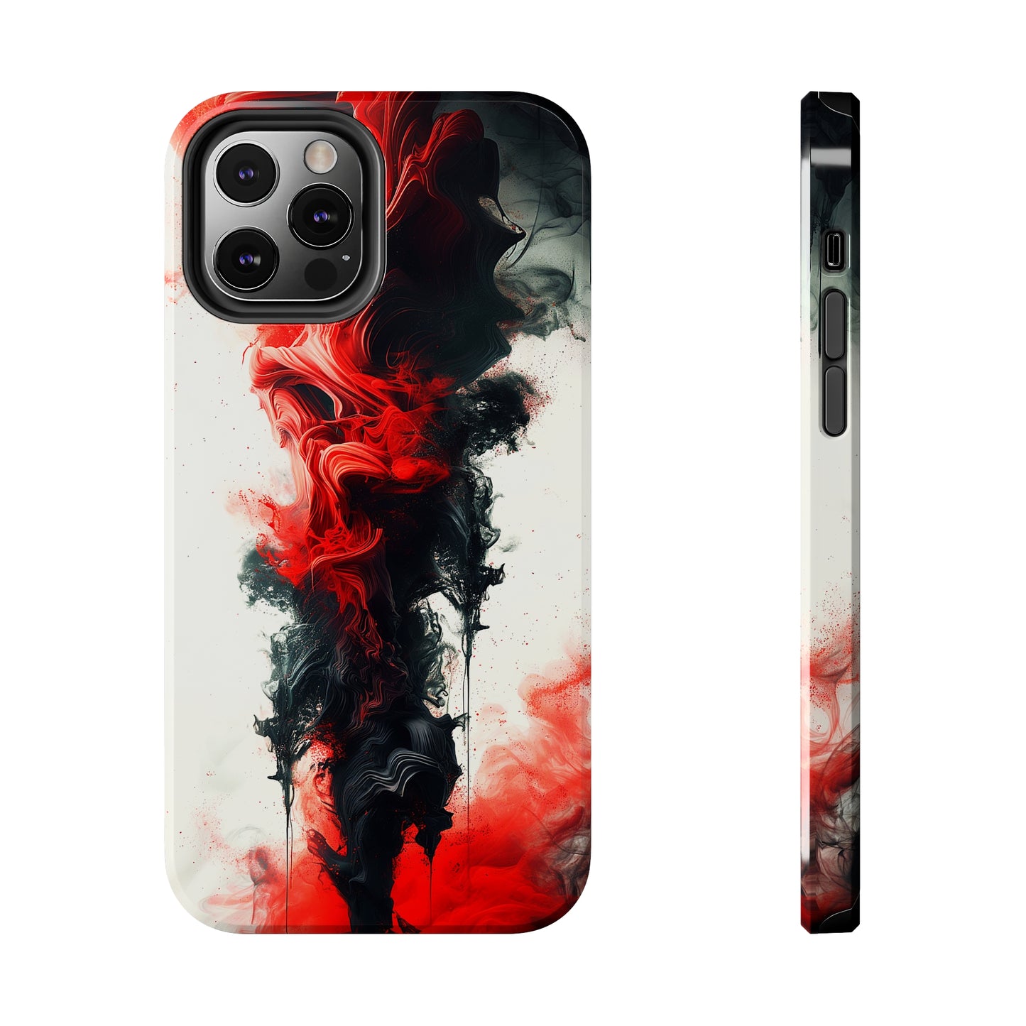 Ruby Ripples (iPhone Case 11-15)Elevate your iPhone's style with a Vibrant red ink flows on a tough case against a dark backdrop design. Sleek, durable protection for models 11-15. Free US shippingRimaGallery